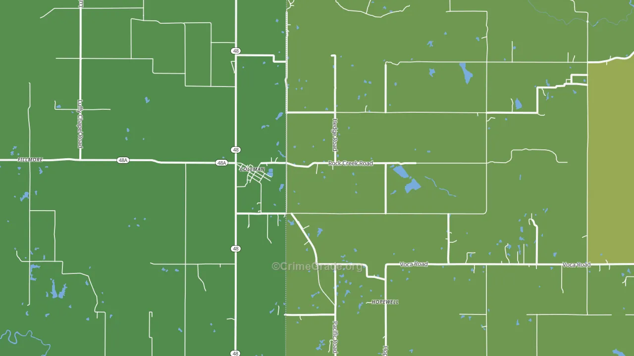 Coleman, OK Map of Vandalism Rates