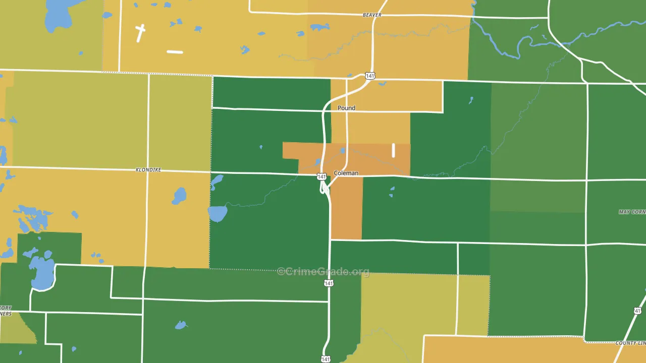 Coleman, WI Map of Vandalism Rates