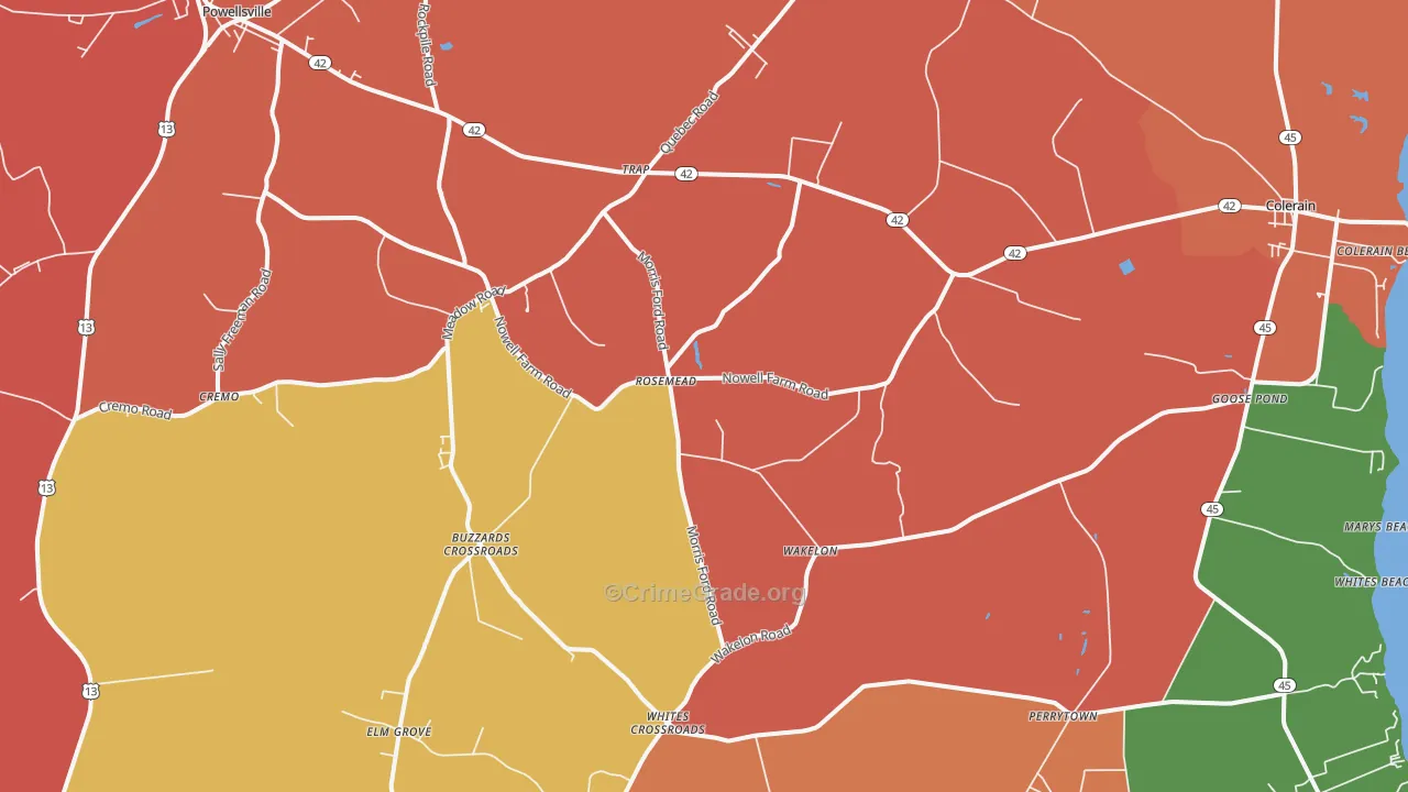 Colerain, NC Map of Vandalism Rates