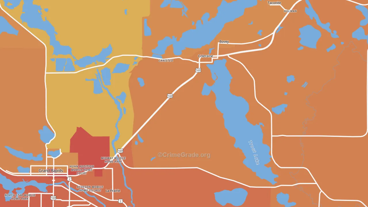 Coleraine, MN Map of Vandalism Rates
