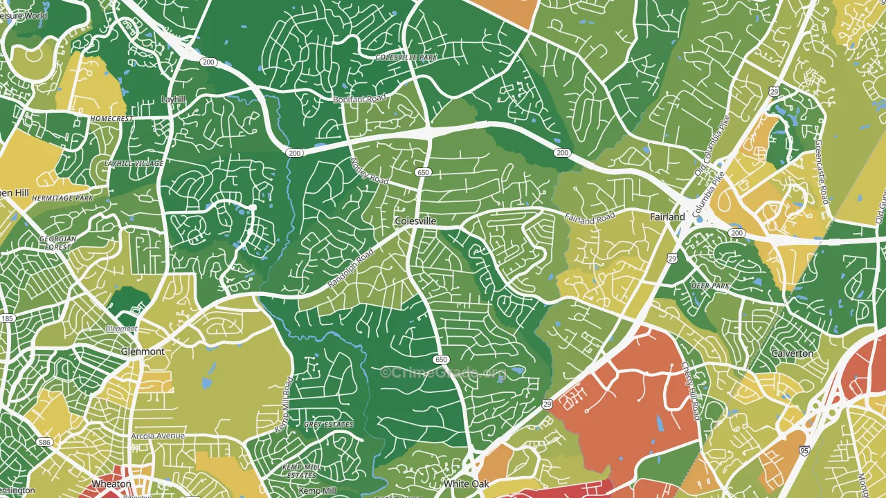 Colesville, MD Map of Vandalism Rates