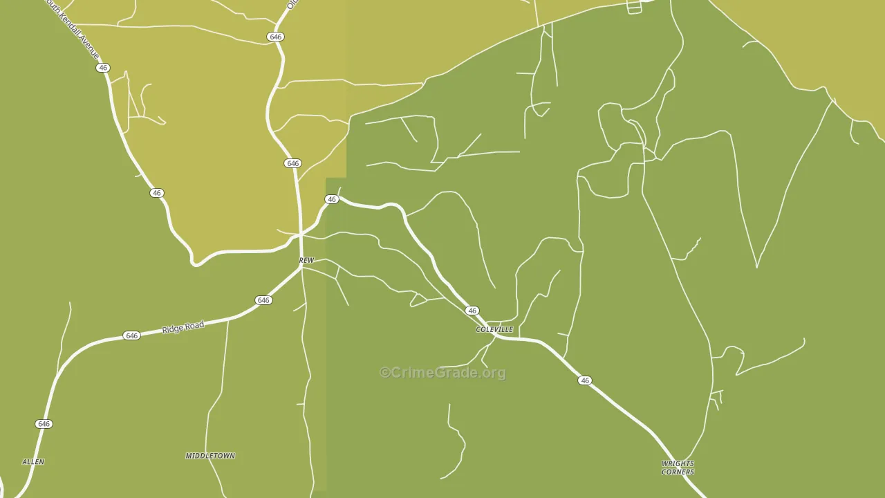 Coleville, PA Map of Vandalism Rates