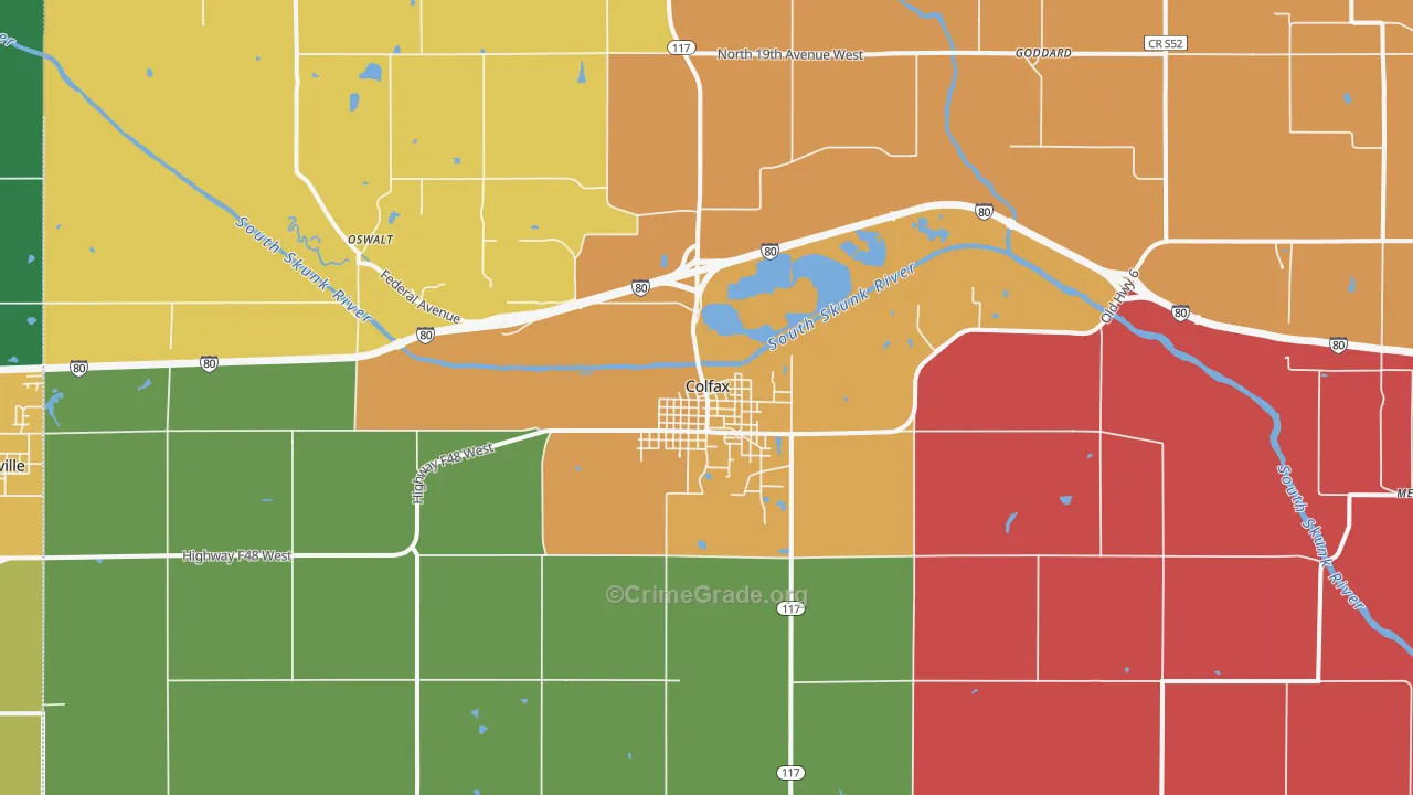 Colfax, IA Map of Vandalism Rates