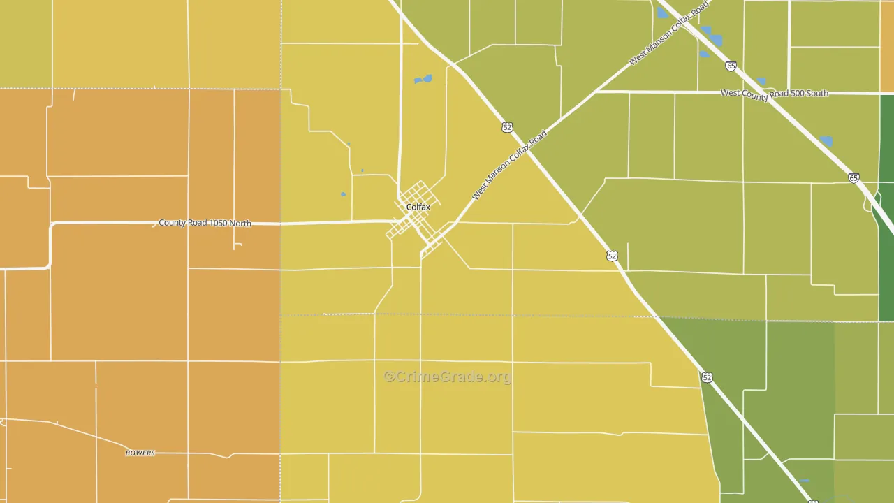Colfax, IN Map of Vandalism Rates