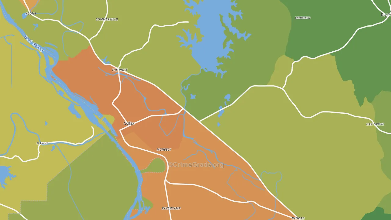 Colfax, LA Map of Vandalism Rates