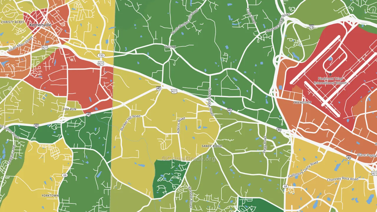 Colfax, NC Map of Vandalism Rates