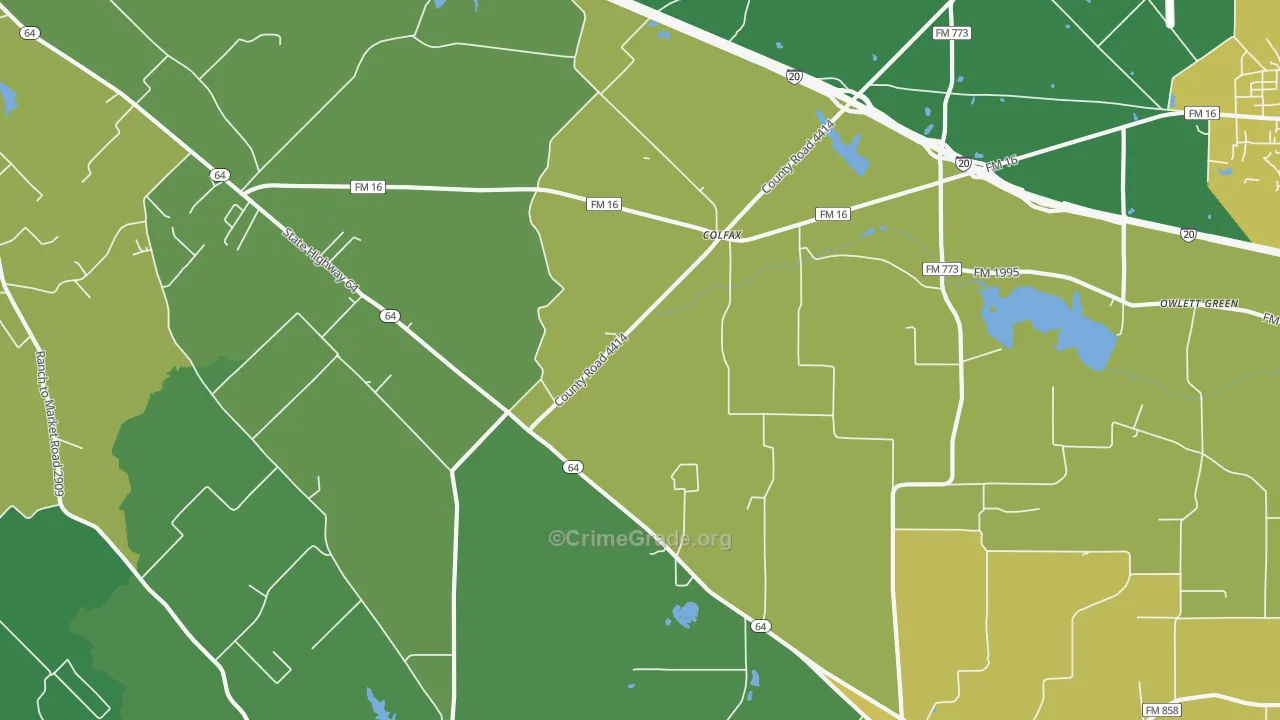 Colfax, TX Map of Vandalism Rates