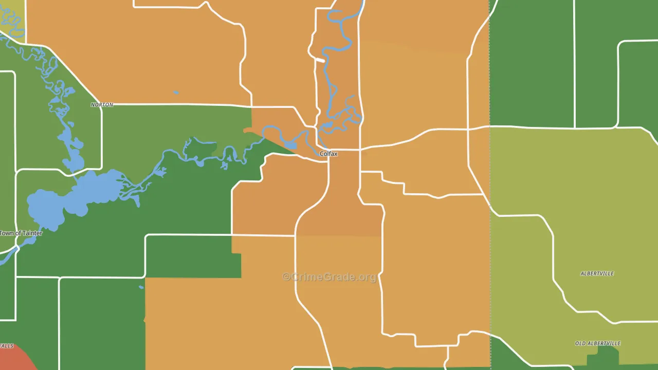 Colfax, WI Map of Vandalism Rates