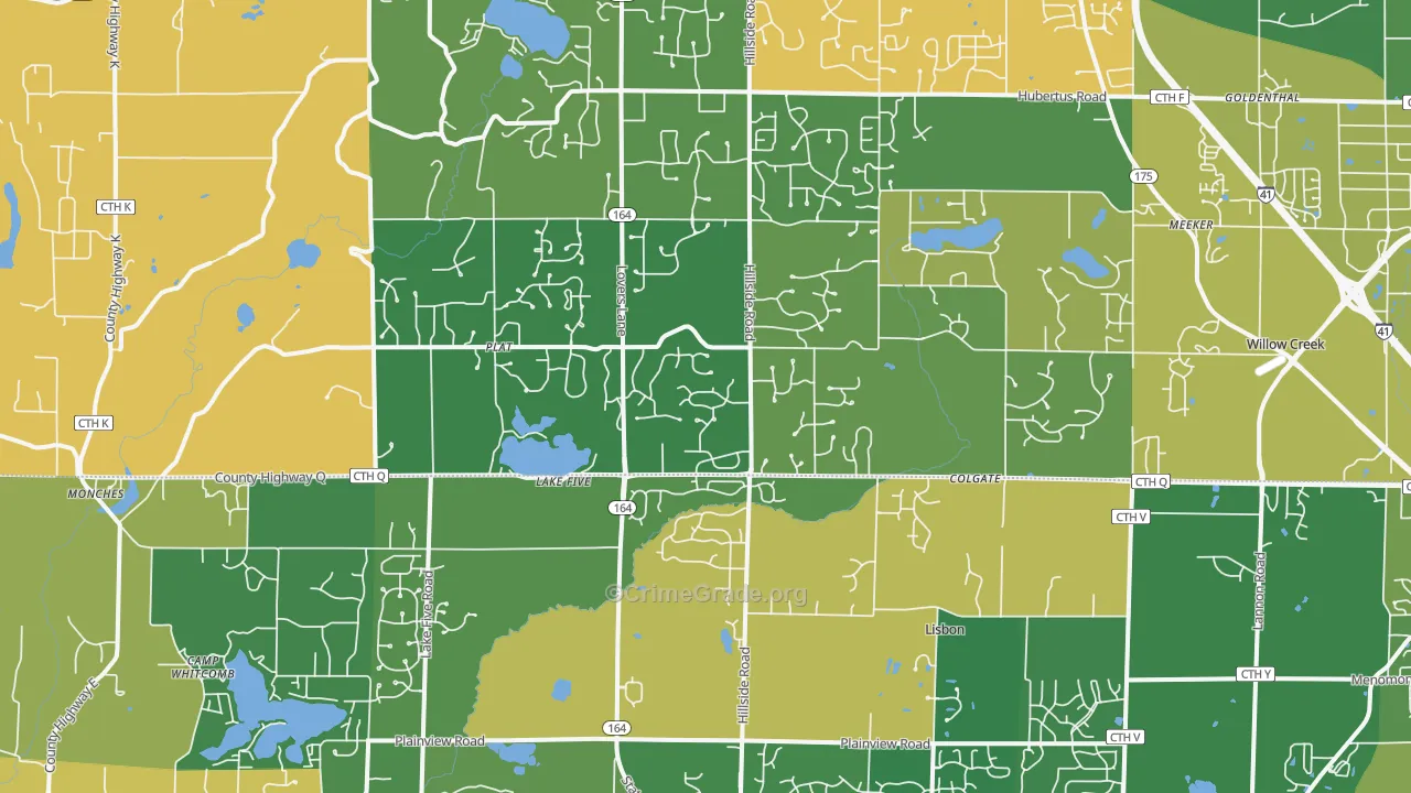 Colgate, WI Map of Vandalism Rates