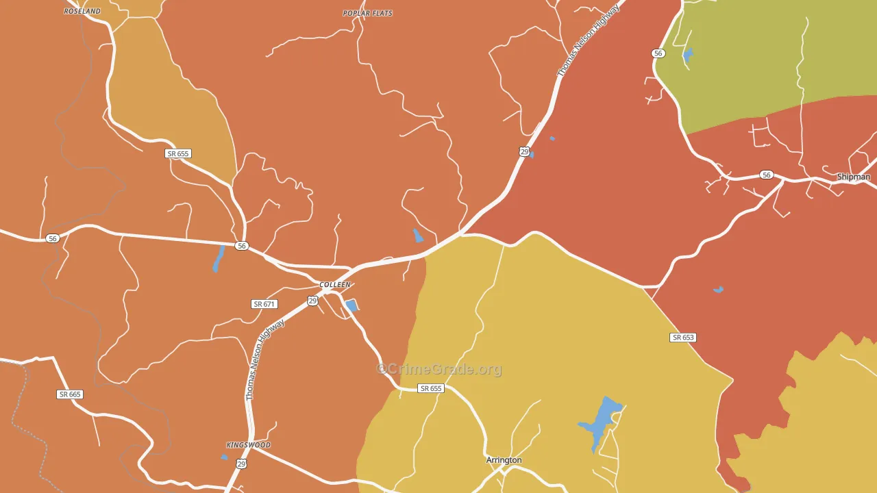 Colleen, VA Map of Vandalism Rates