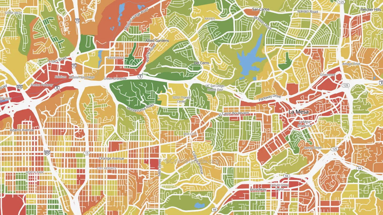 College Area, San Diego, CA Map of Vandalism Rates