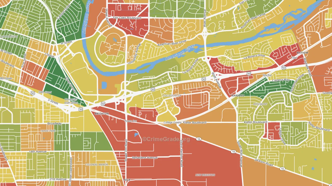 College Glen, Sacramento, CA Map of Vandalism Rates