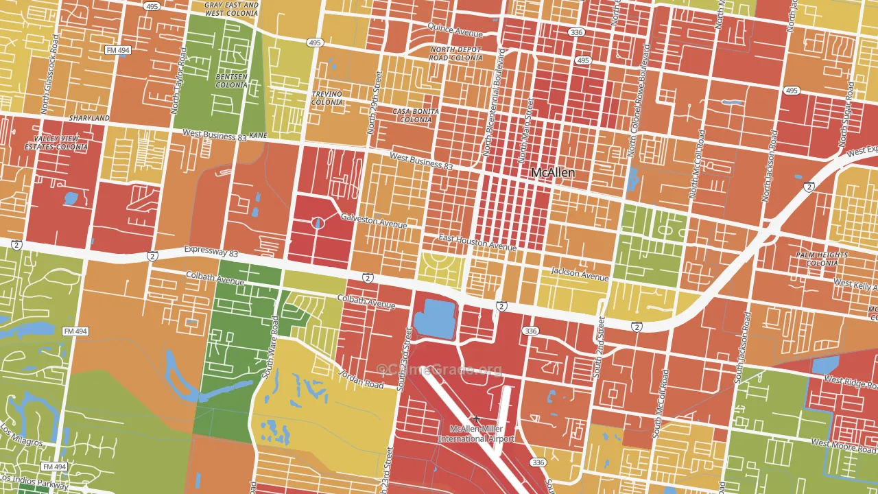 College Heights, McAllen, TX Map of Vandalism Rates