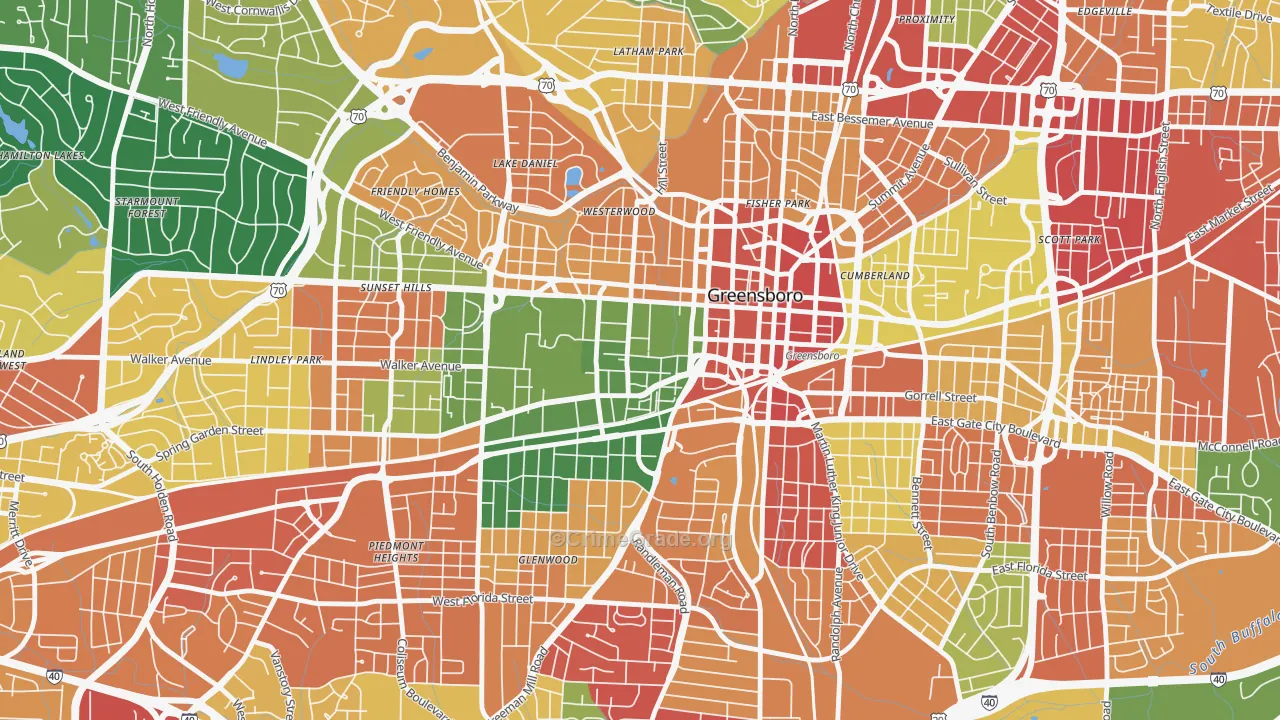 College Hill, Greensboro, NC Map of Vandalism Rates