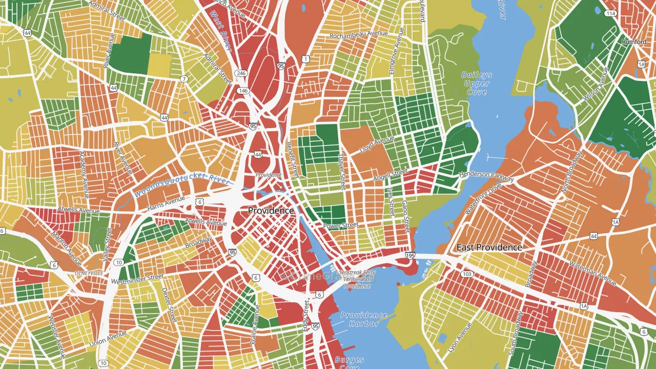 College Hill, Providence, RI Map of Vandalism Rates