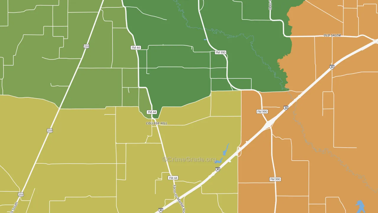 College Hill, TX Map of Vandalism Rates