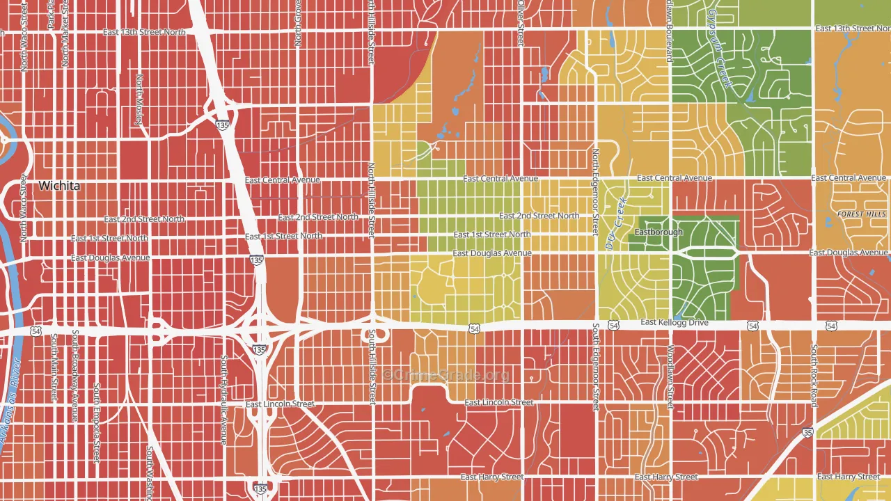 College Hill, Wichita, KS Map of Vandalism Rates