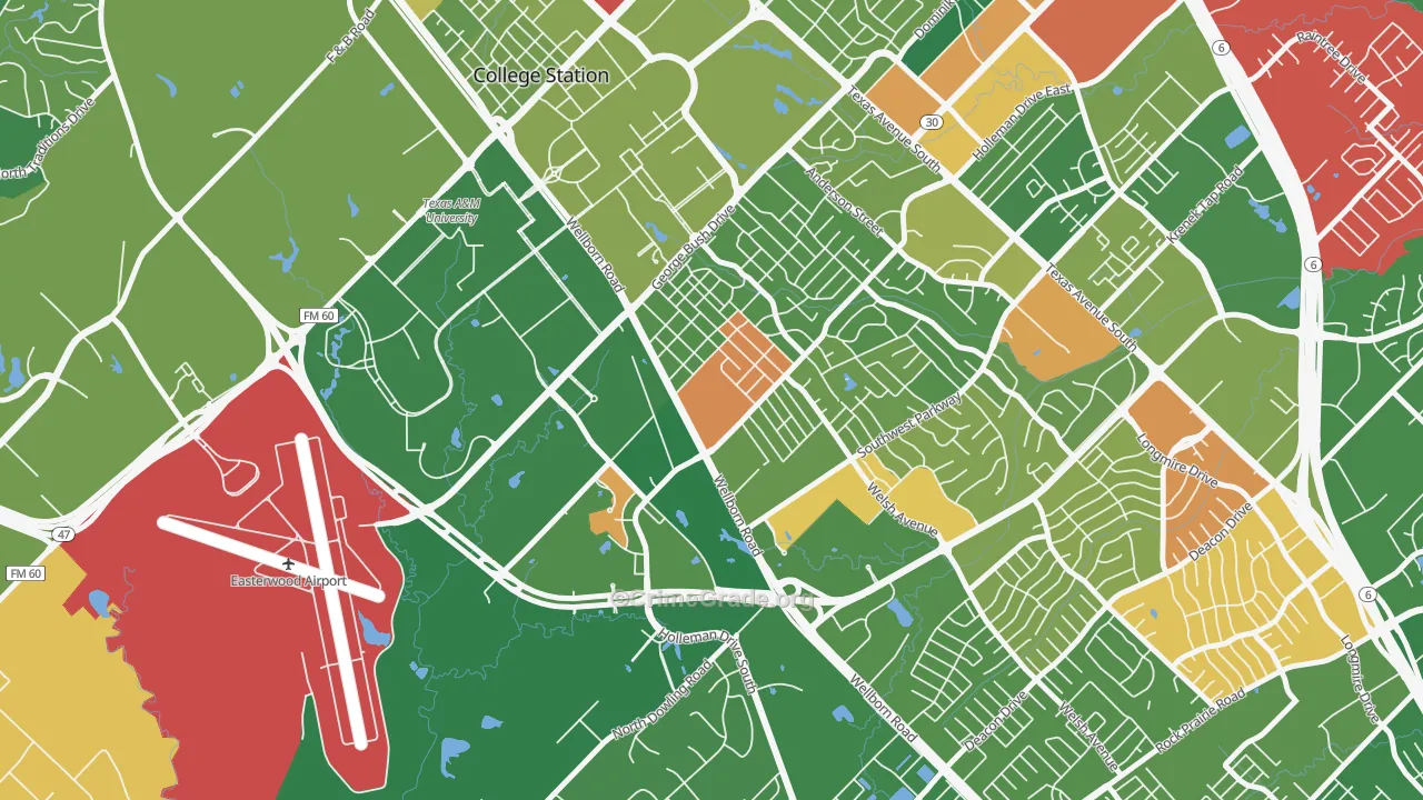 College Park, College Station, TX Map of Vandalism Rates
