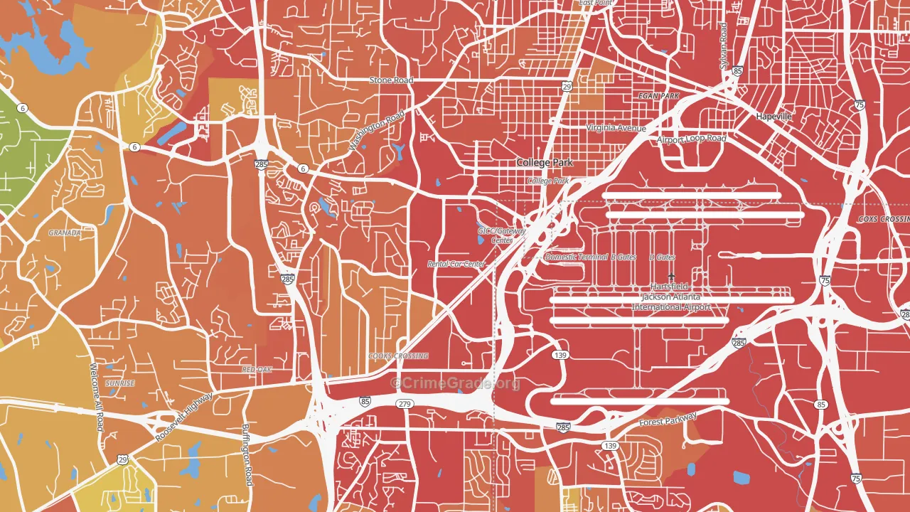 College Park, GA Map of Vandalism Rates