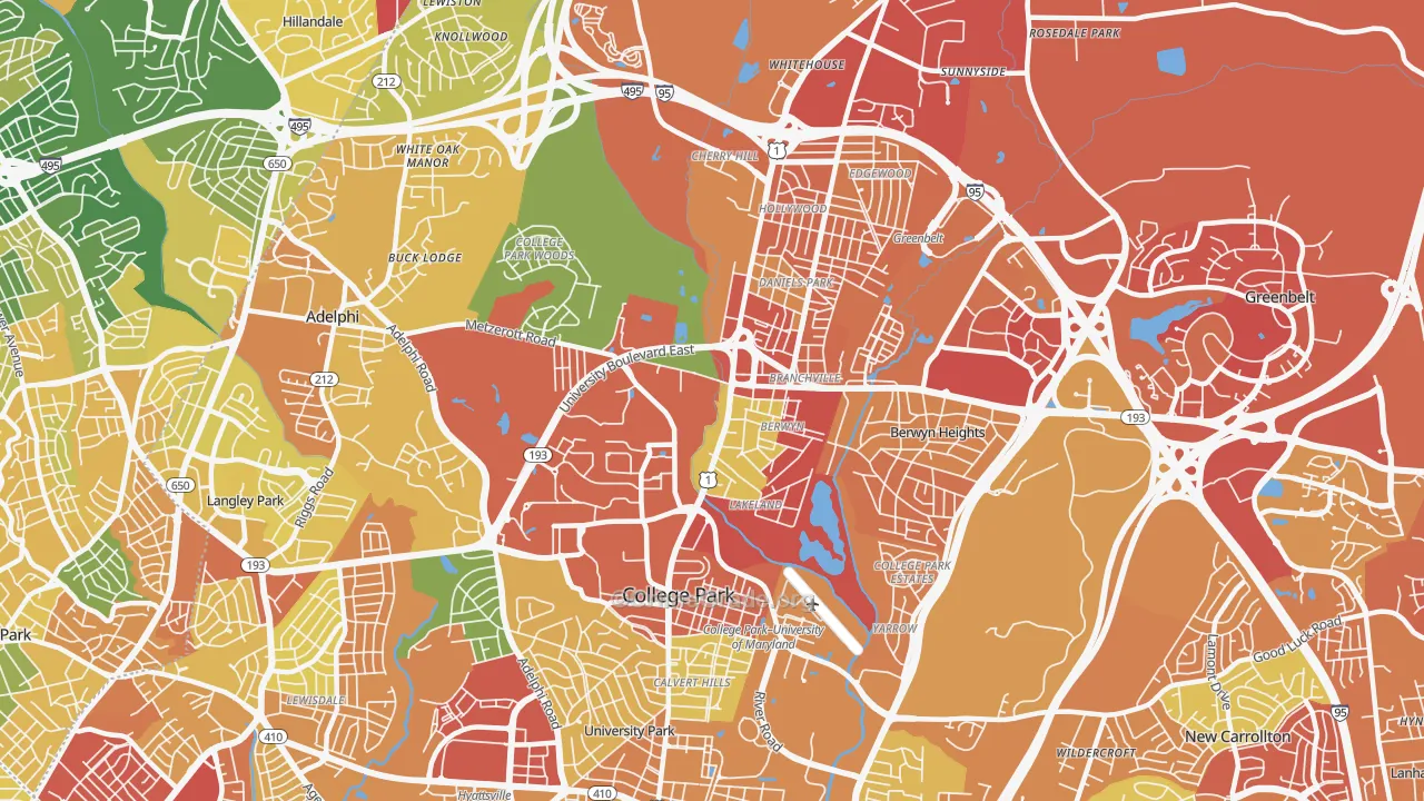 College Park, MD Map of Vandalism Rates