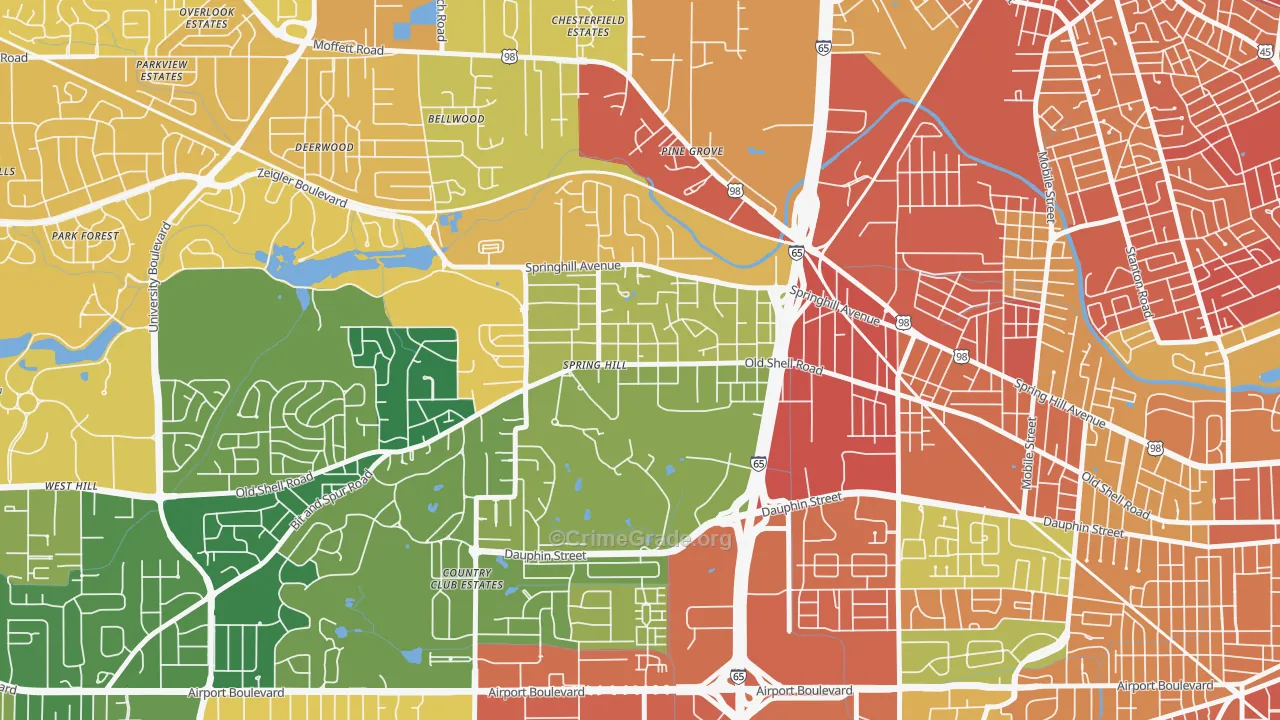 College Park, Mobile, AL Map of Vandalism Rates