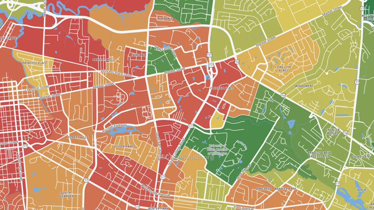 College Park, Wilmington, NC Map of Vandalism Rates