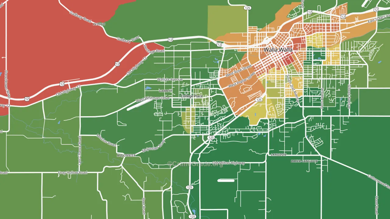 College Place, WA Map of Vandalism Rates