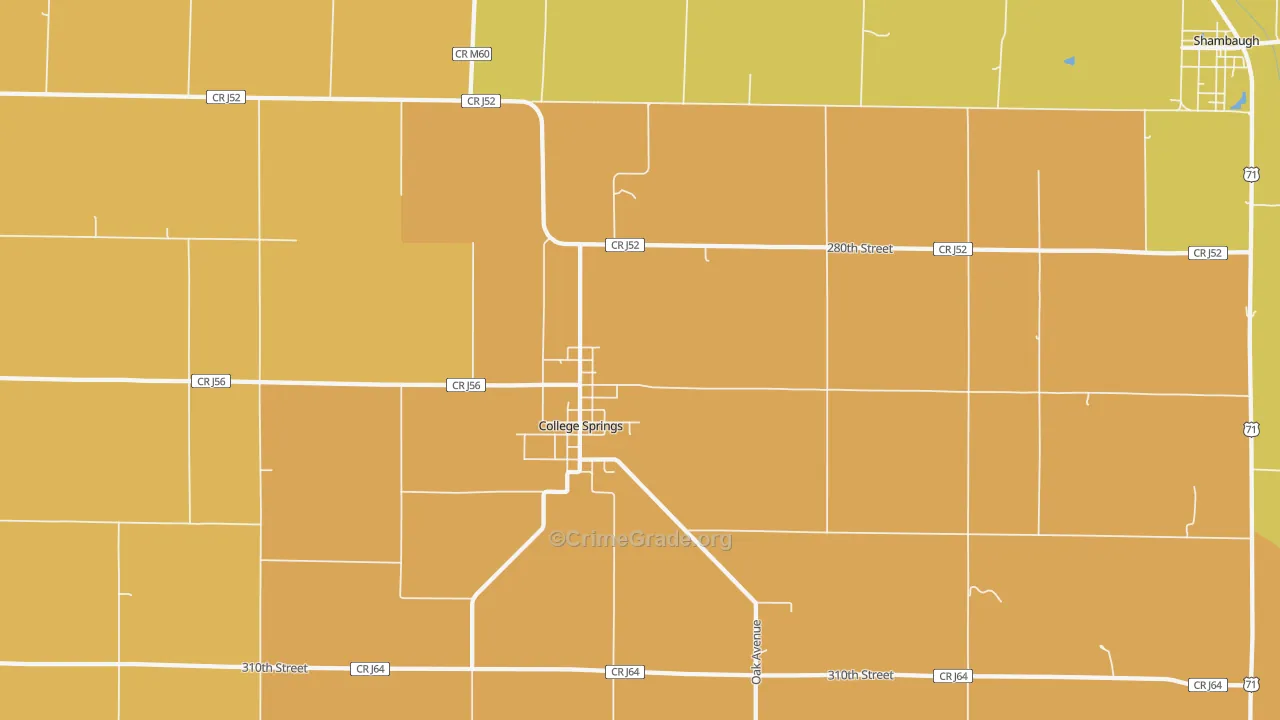 College Springs, IA Map of Vandalism Rates
