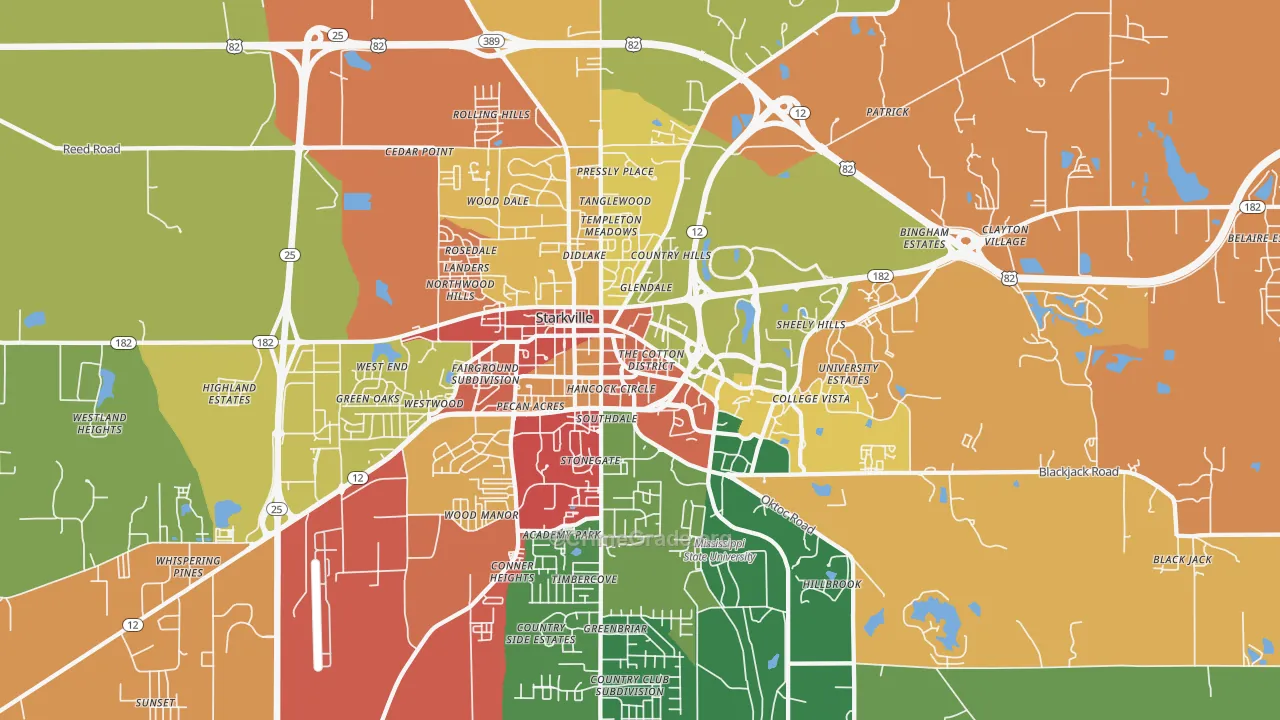 College View, Starkville, MS Map of Vandalism Rates