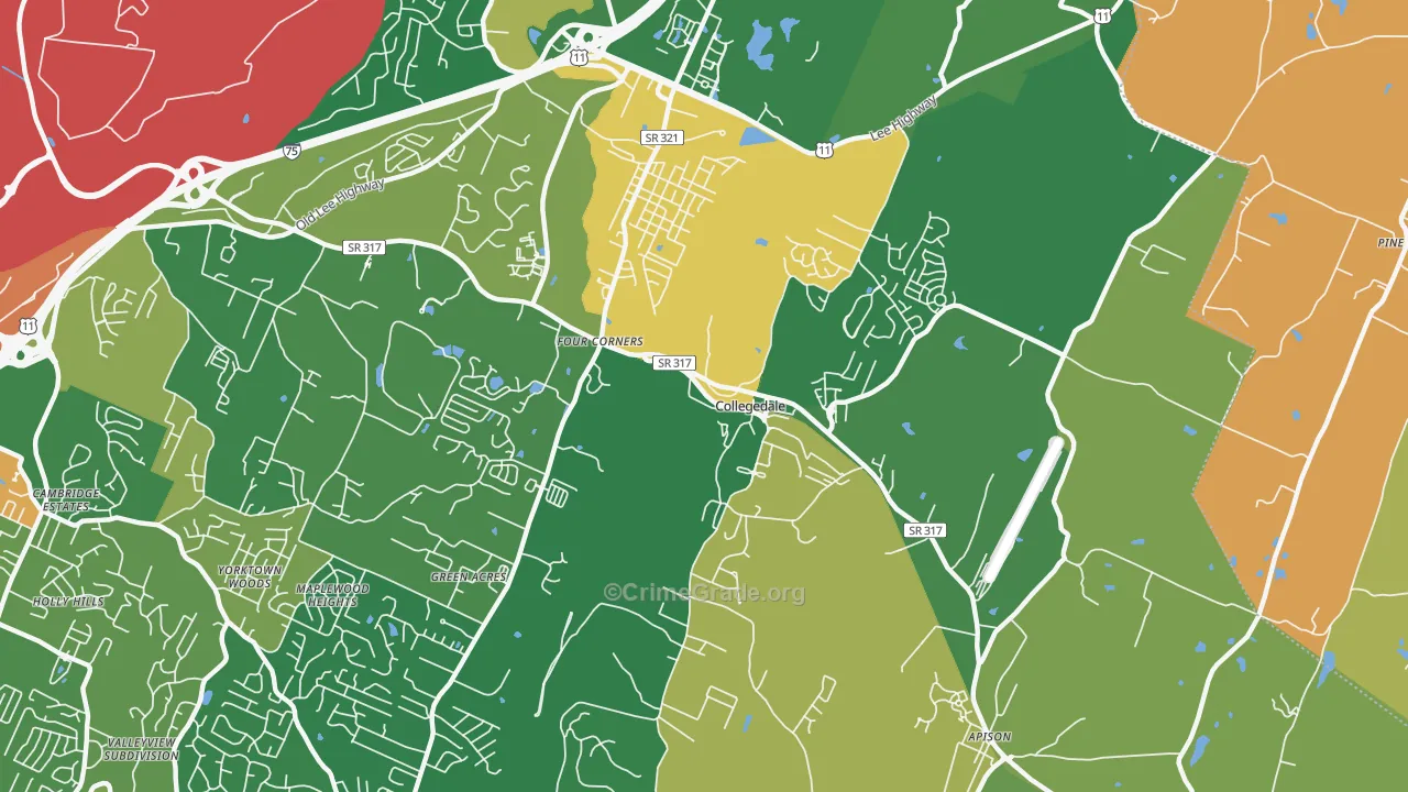 Collegedale, TN Map of Vandalism Rates