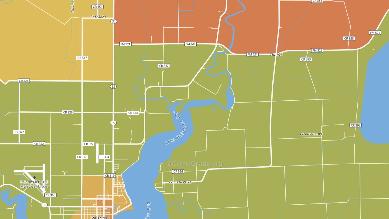 Collegeport, TX Map of Vandalism Rates