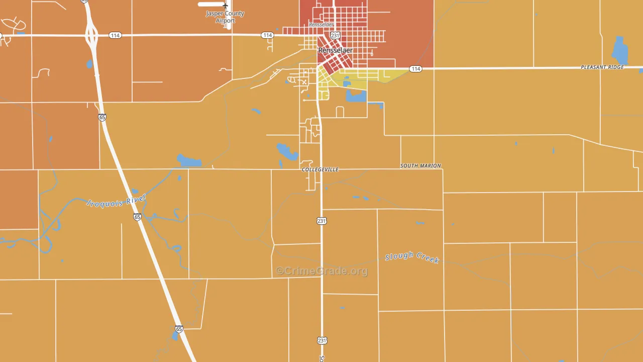 Collegeville, IN Map of Vandalism Rates