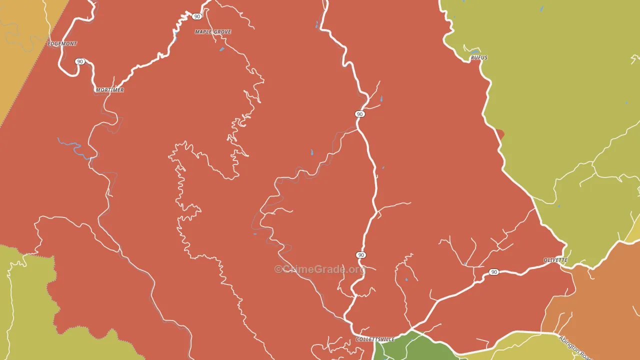 Collettsville, NC Map of Vandalism Rates