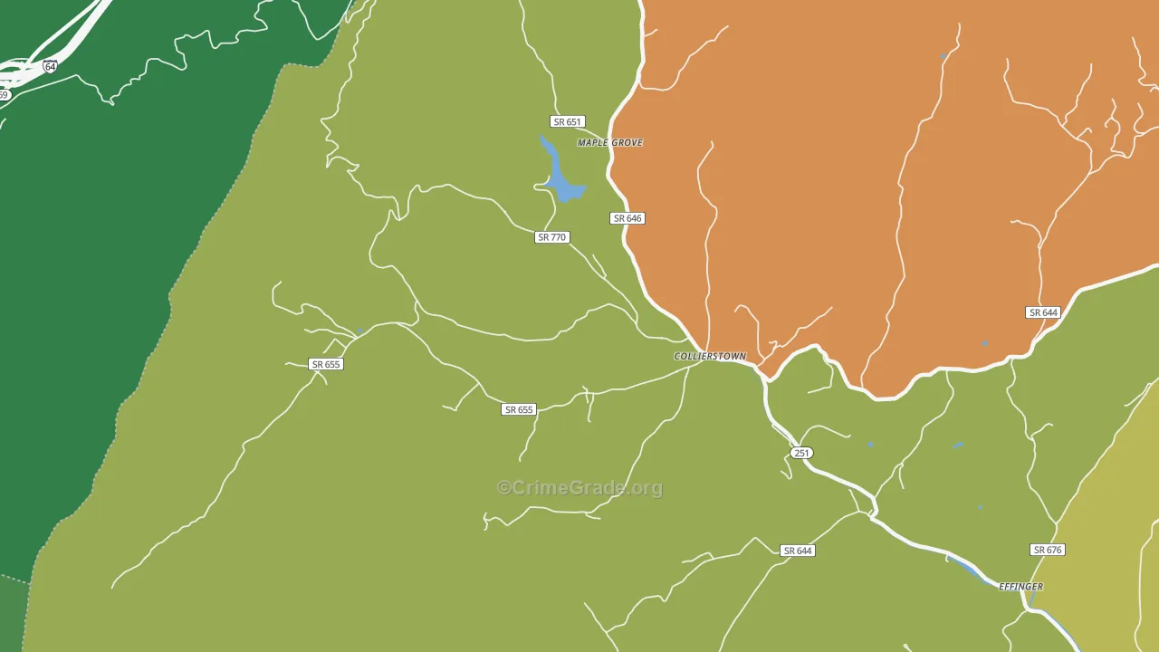 Collierstown, VA Map of Vandalism Rates