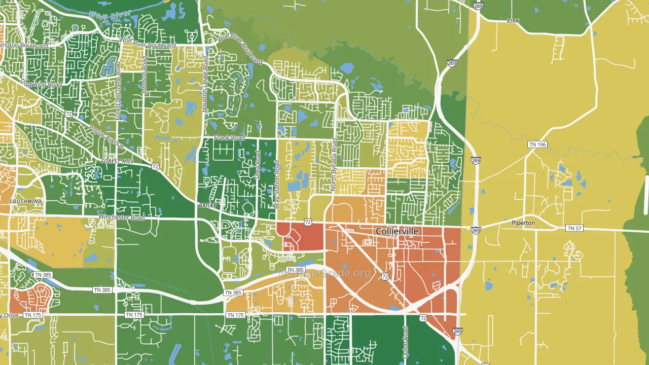 Collierville, TN Map of Vandalism Rates