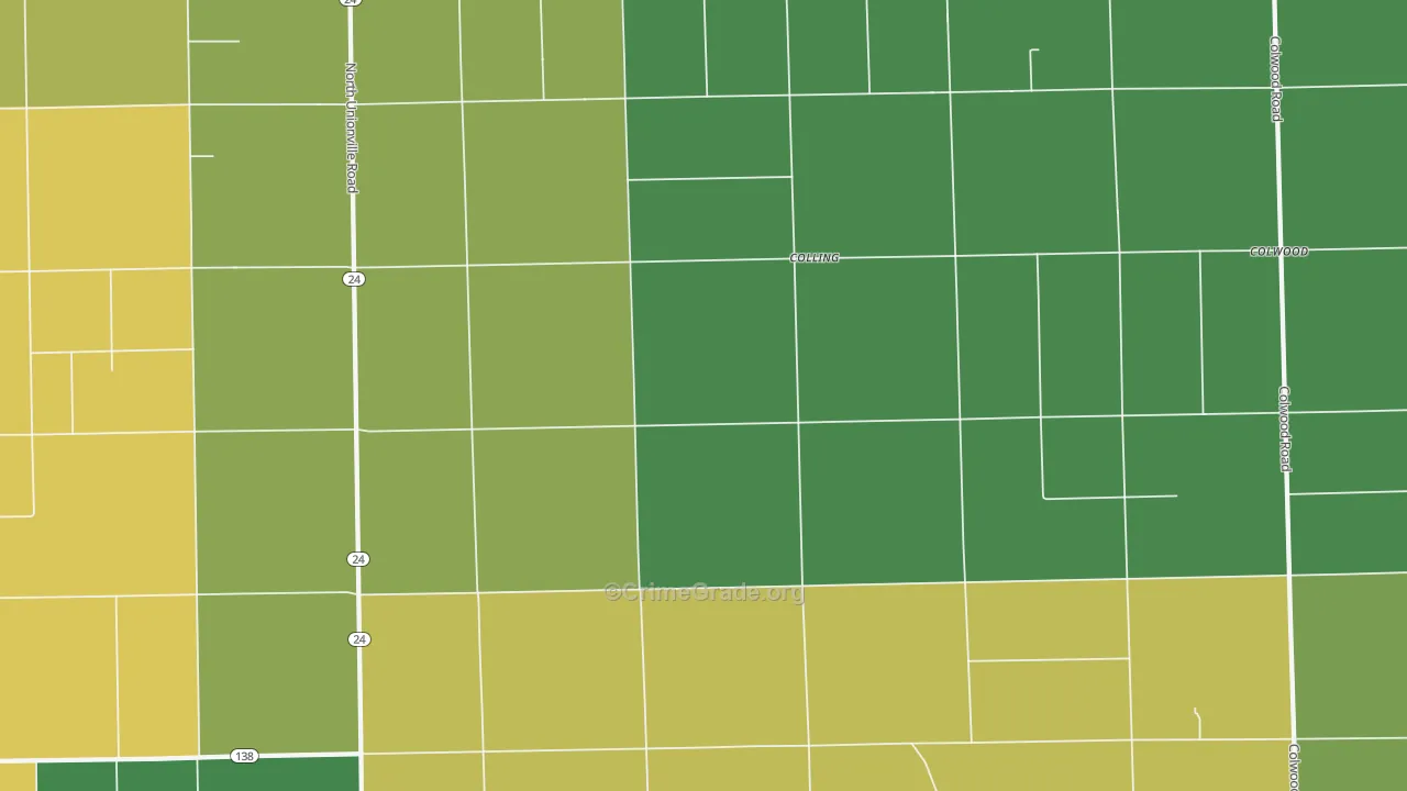 Colling, MI Map of Vandalism Rates