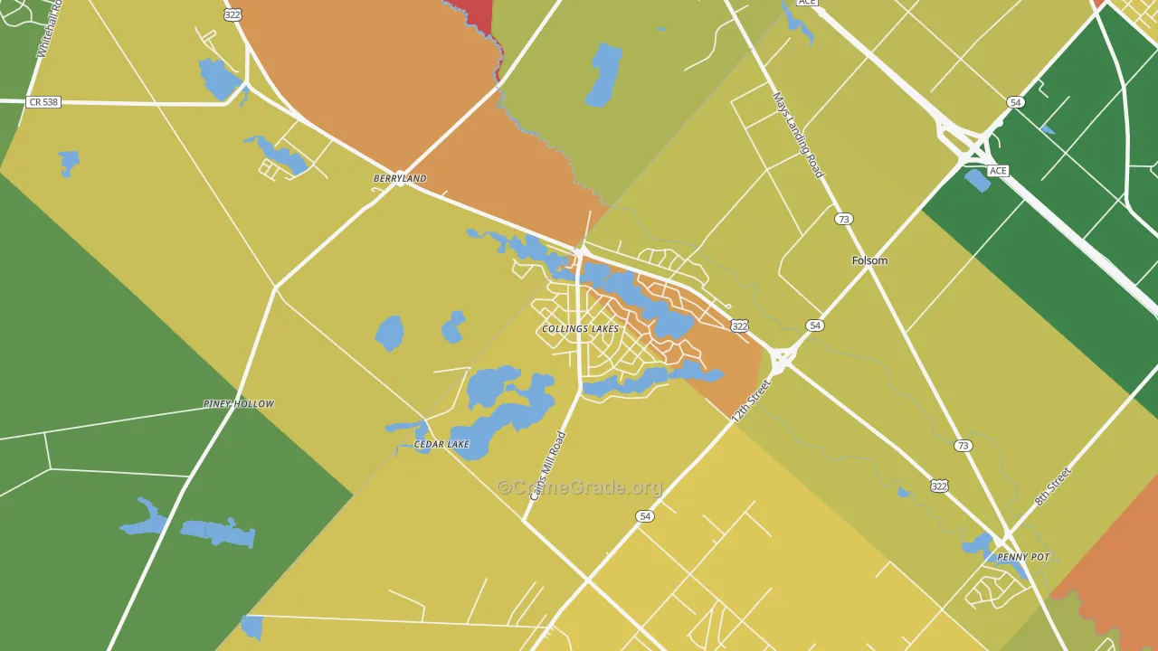 Collings Lakes, NJ Map of Vandalism Rates