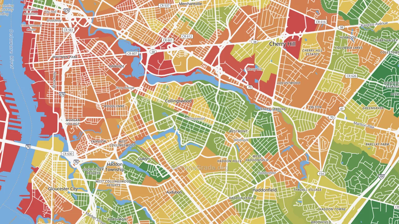 Collingswood, NJ Map of Vandalism Rates