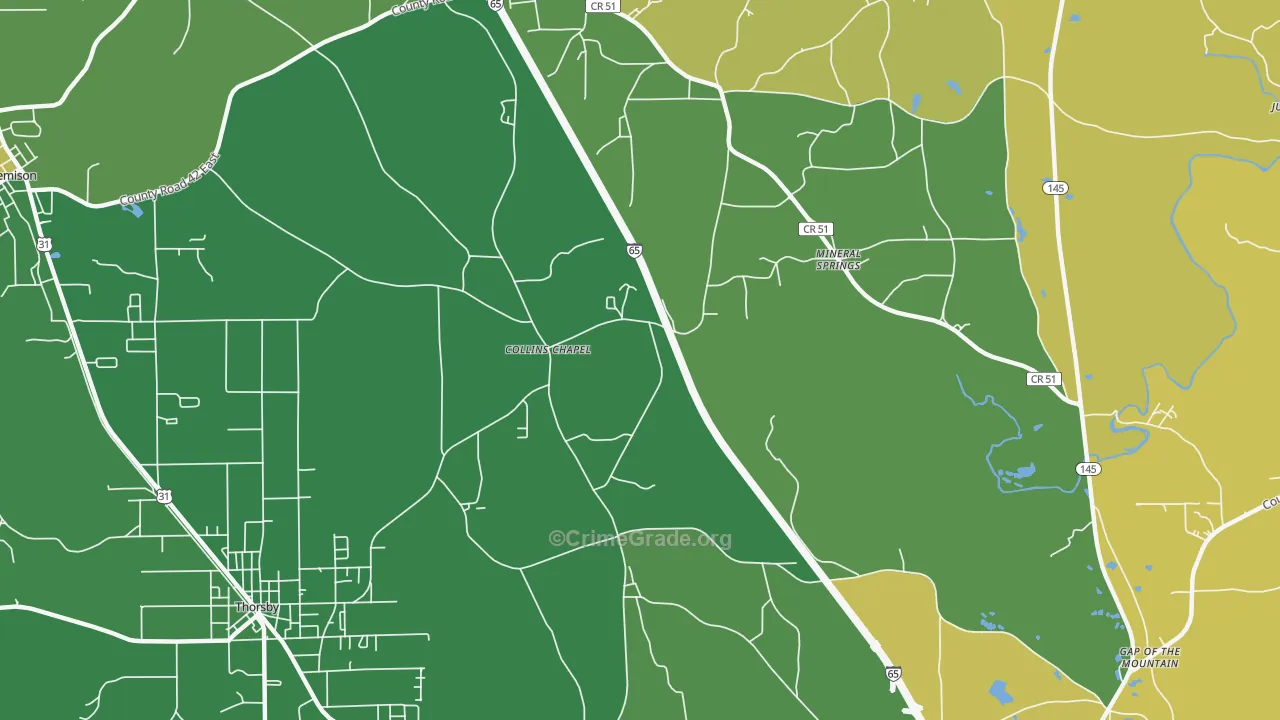 Collins Chapel, AL Map of Vandalism Rates