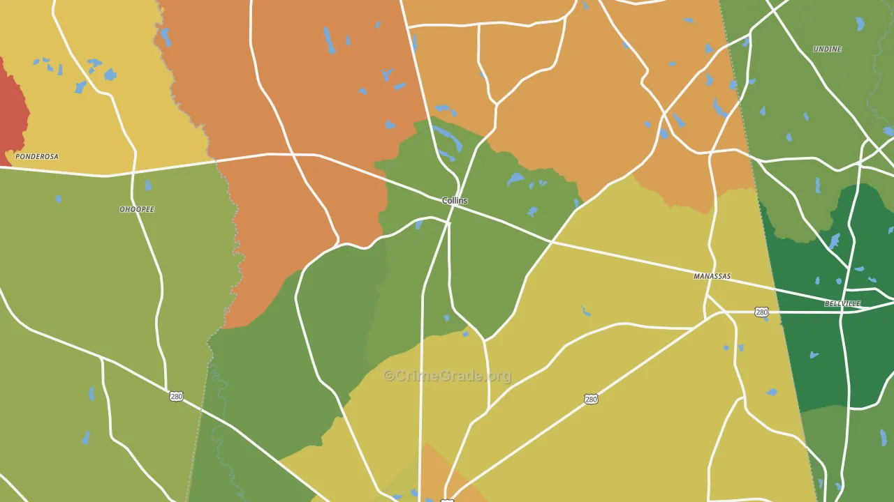 Collins, GA Map of Vandalism Rates