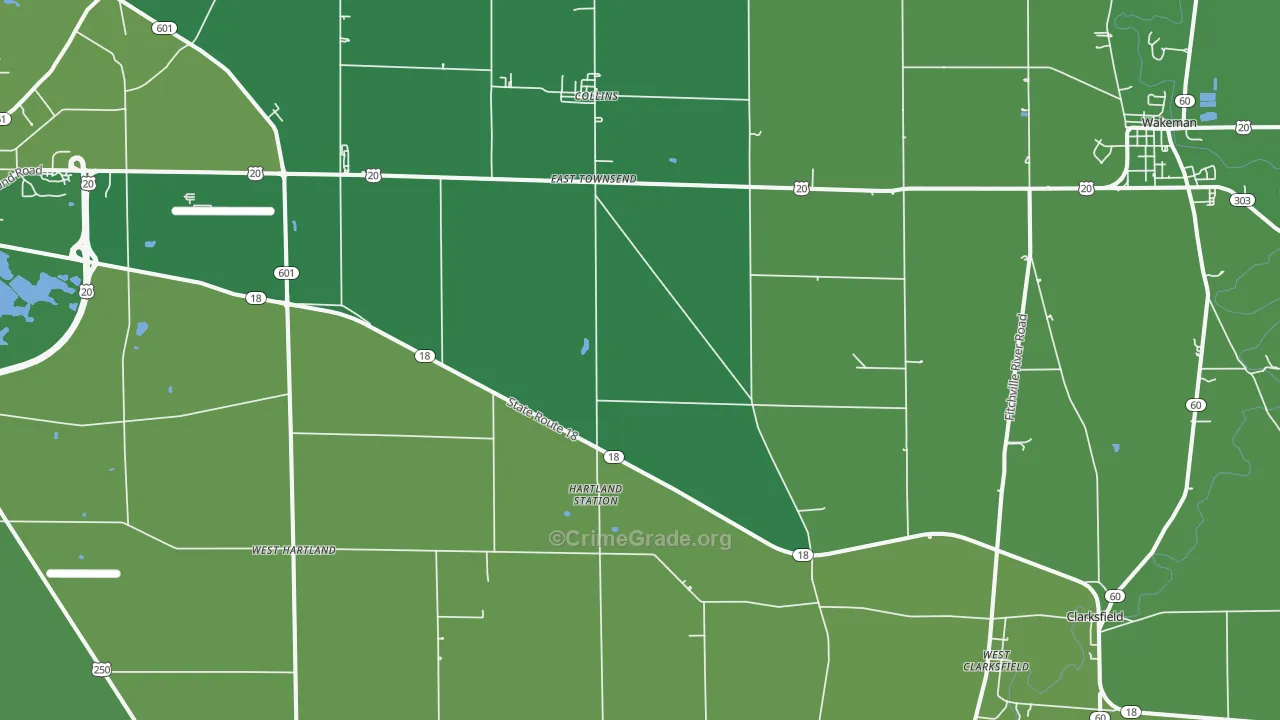 Collins, OH Map of Vandalism Rates