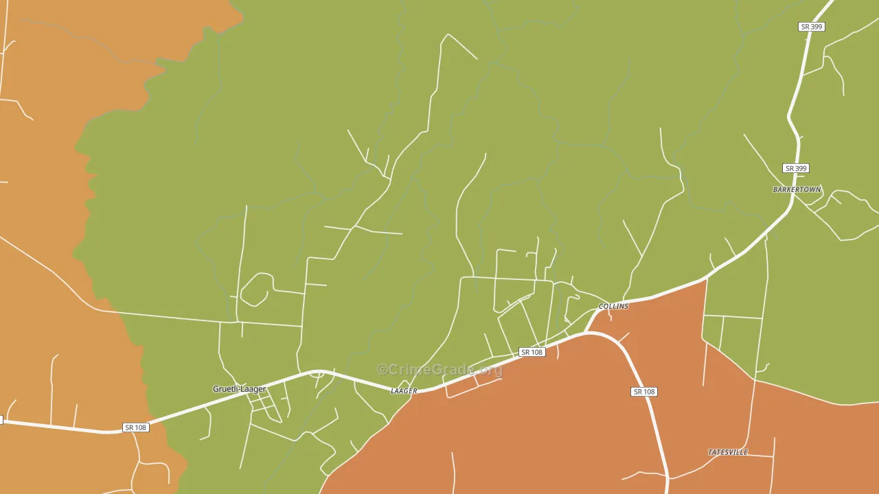 Collins, TN Map of Vandalism Rates