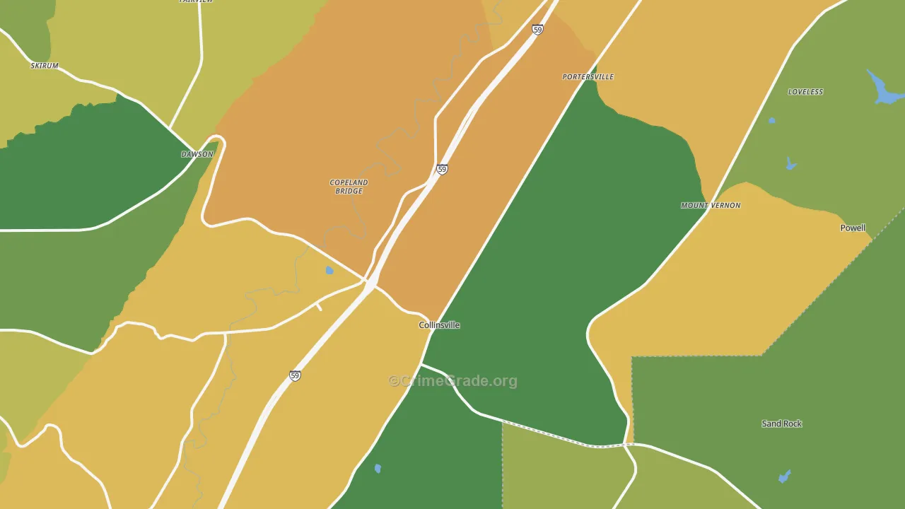 Collinsville, AL Map of Vandalism Rates