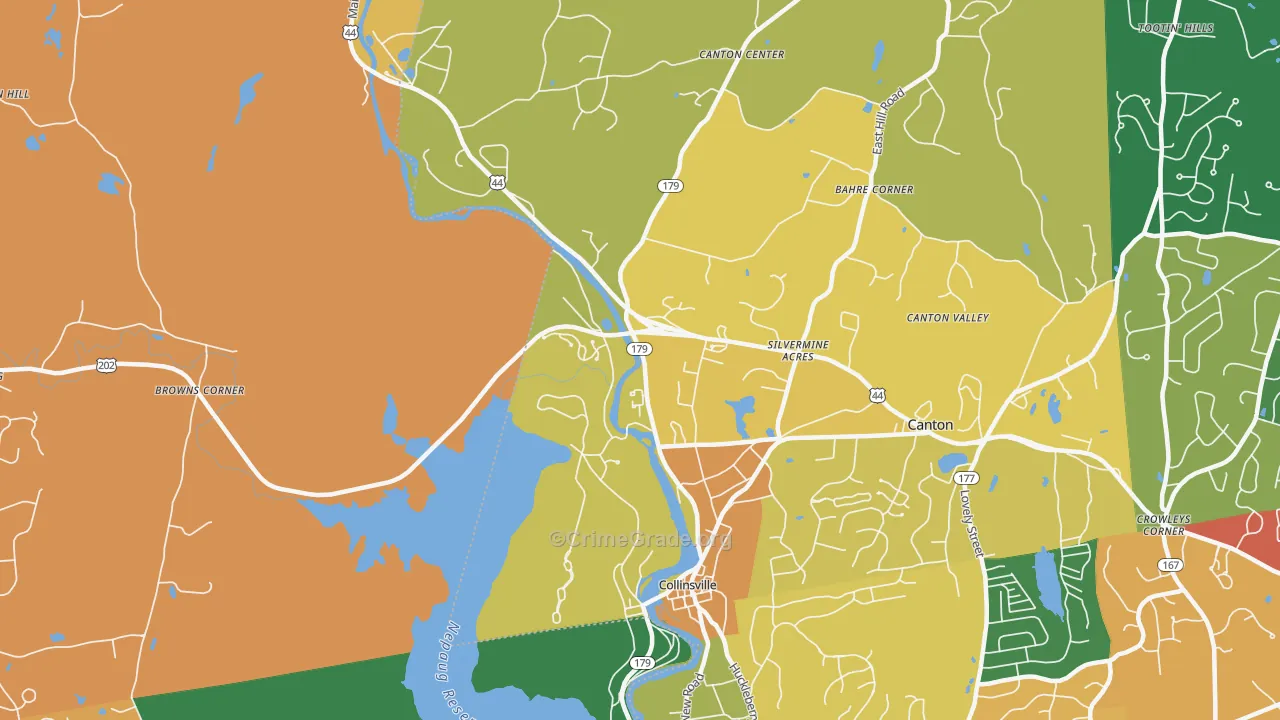 Collinsville, CT Map of Vandalism Rates