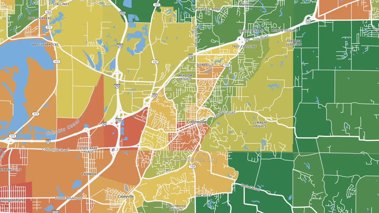 Collinsville, IL Map of Vandalism Rates