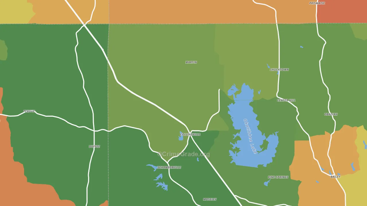 Collinsville, MS Map of Vandalism Rates