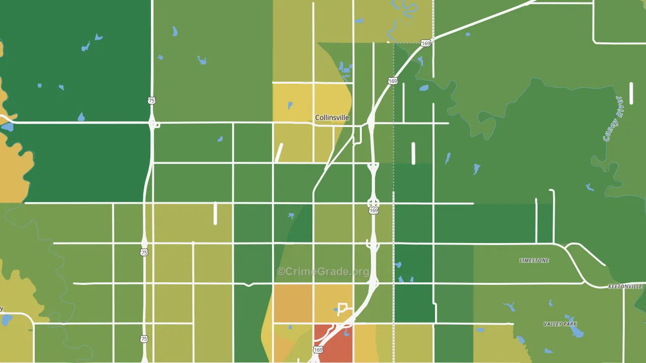 Collinsville, OK Map of Vandalism Rates