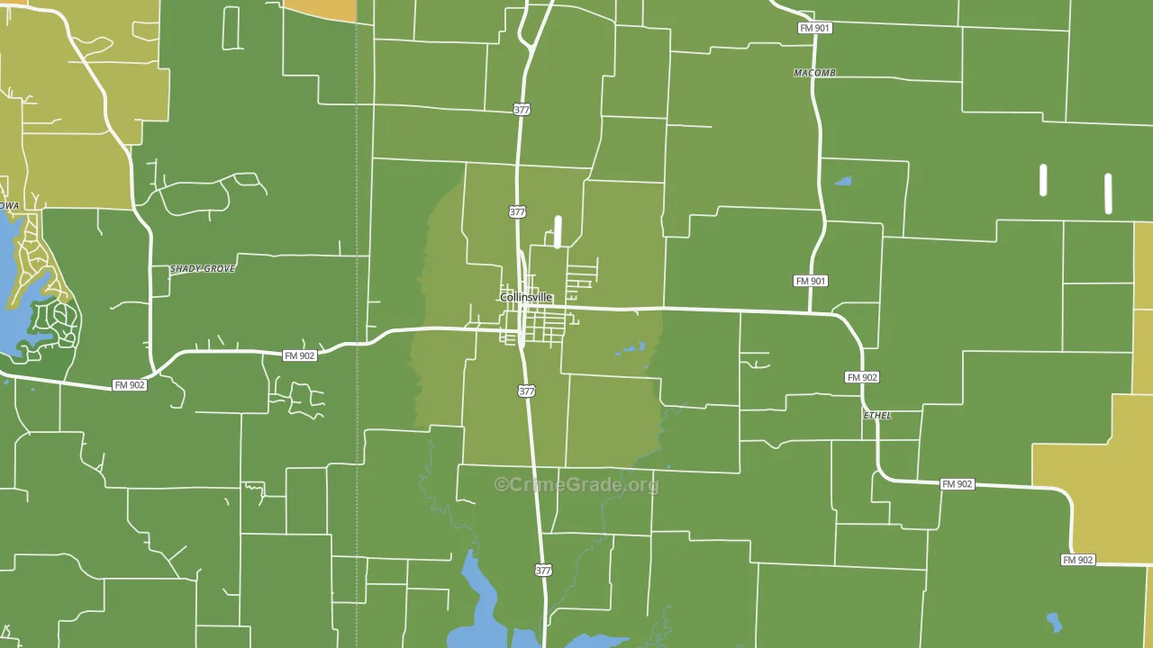 Collinsville, TX Map of Vandalism Rates
