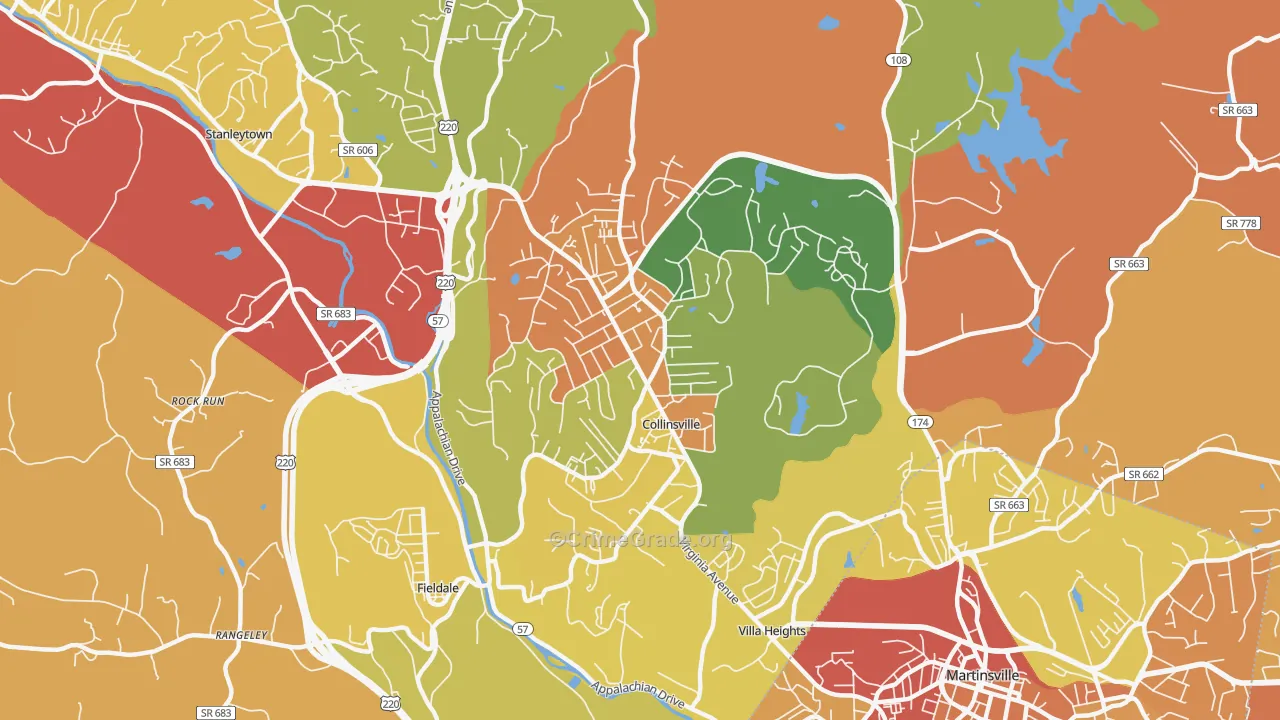 Collinsville, VA Map of Vandalism Rates