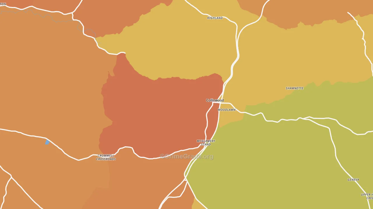 Collinwood, TN Map of Vandalism Rates